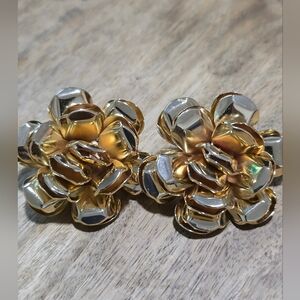 Gold and Silver Floral Earrings